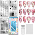 PH PandaHall 3pcs Cat Nail Stamping Templates Kitten Bow Nail Art Templates Cat Paw Stencils Pet Cats Stainless Steel Image Plates Tool for Women Print Manicures Salon Design Supplies