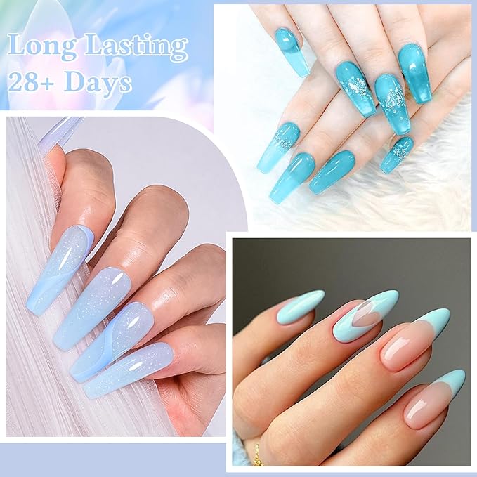 MEET ACROSS 30Pcs Jelly Gel Nail Polish Set Bright Gel Polish Nude Pink Blue Green Lavender Nail Polish Manicure Kit Gift for Her Women 26 Colors
