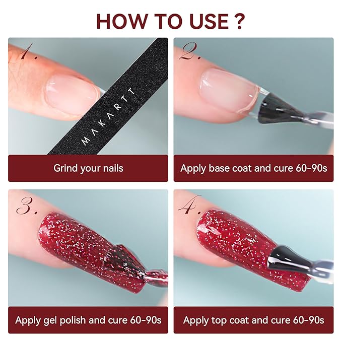 Makartt Christmas Red Glitter Gel Nail Polish - 15ml Sparkle Shimmer Soak Off UV Gel for Nail Art, Winter Manicure, New Year Shades, DIY Salon Gift for Women
