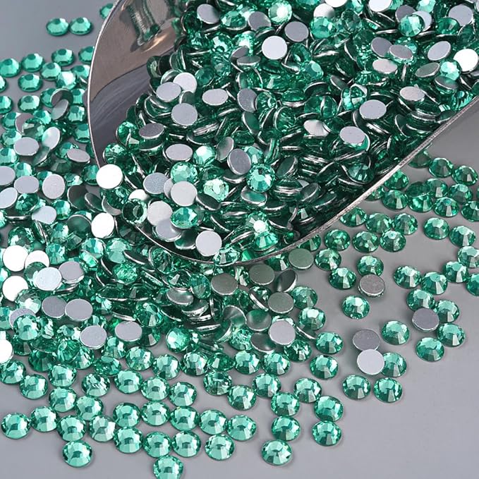Blinginbox 1440 Pieces SS20/4.6-4.8mm Flat Back Crystal Rhinestones Round Gems for Nail Art,Mint