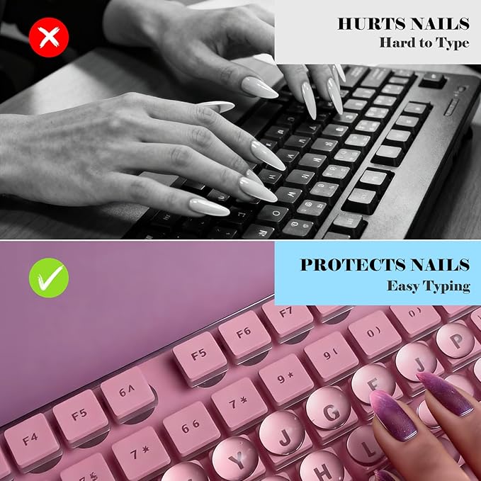 60pcs Keyboard Stickers for Long Nails, Clear Glass Bubbles, Protect Nail Art, No-Residue,Reusable Raised Keyboard Stickers, for Desktop Keyboards, External Keyboards, Calculators