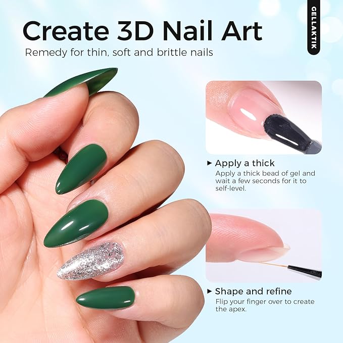 3 Pcs 18ml Gel Base Coat, Builder Gel & No Wipe Top Coat Set - Foundation & Thickening Combination for Long-Lasting Shine, DIY Nail Art, UV/LED Light Cure, Perfect Manicure Gift for Women