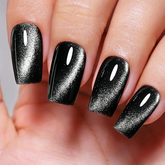 Cat Eye Gel Nail Polish,15ML Black Magnetic Gel Polish Spring Summer Glitter Diamond Shimmer Sparkle Soak off UV LED Light for Nail Art DIY