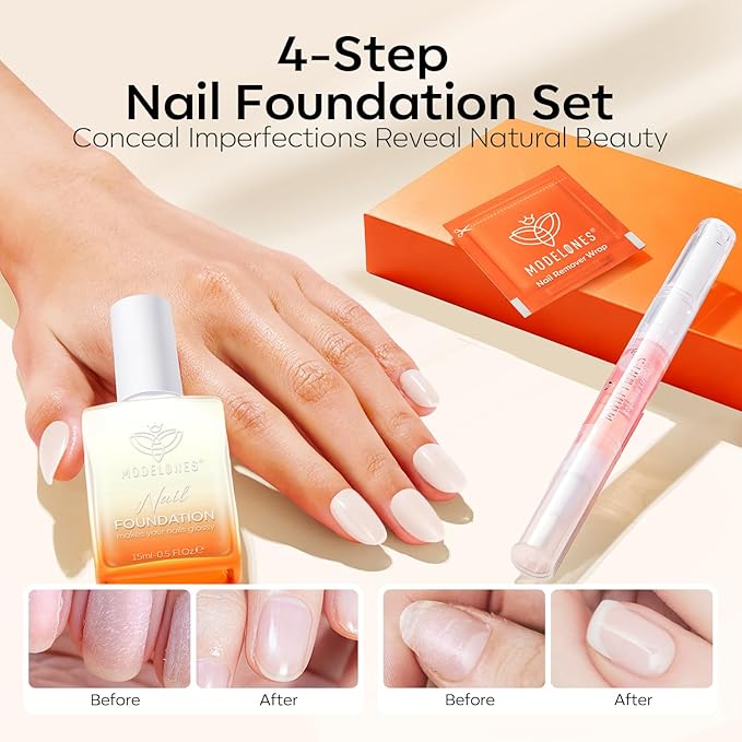 Modelones Nail Strengthener Kits White Nail Polish Remover Pads Cuticle Oil Pen for Nail Repair Hardener for Damaged Nails Growth DIY Nail Manicure Kits 23 Pcs Nail Care Kits for Women 15Ml