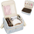 Nail Polish Organizer, Nail Supplies Storage Case Holds 69 Bottles Nail Polish & Nail Lamp, Travel Nail Tech Carrying Bag, Nail Kit Bag for Nail Stuff & Manicure Tools (Floral Blue, 69 Slots)
