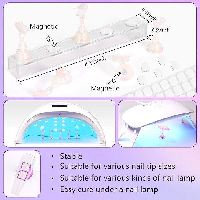 Laza Super Strong 5-in-1 Nail Magnet Tools with 5 Stands, 100 Adhesive Tabs and 9 Patterned Magnetic Nail Polish Wands for Galaxy Cat Eye Nails