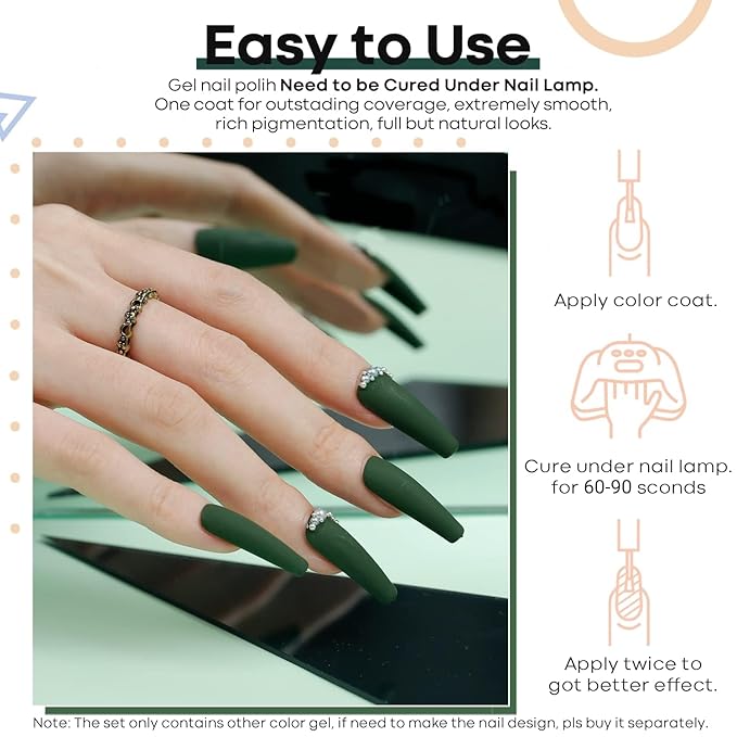 modelones Green Gel Nail Polish Emerald Dark Polish Soak Off Forest Green valentine Gel Nail Polish Nail Manicure Gifts 15 ML