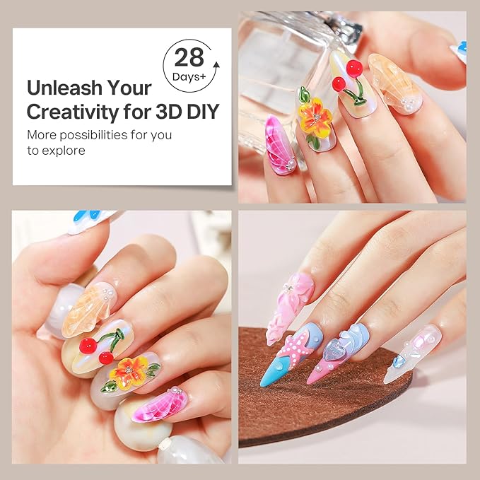 MIZHSE 30g 3D Gel Nail Art Clear Sculpting Gel Non-Sticky Molding Gels for Nails Sculpting U V LED Soak Off Gels Polish with Nail Art Pen Nail Design Home Manicure