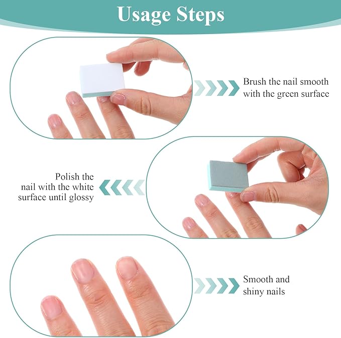 50Pcs Nail Buffer Block and Shine Kit, Mini Nail Buffer for Polishing Smooth and Shiny Natural Nails Fingernail Mini Buffer Nail File Smoother Buffer Block 1000/4000 (Green)