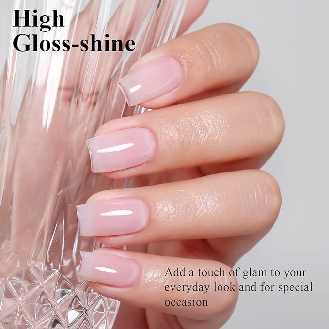 Imtiti 10ml Jelly Pink Gel Nail Polish Long Lasting Soak Off UV Led Light Pink Gel Polish Salon DIY at Home Gift for Women 1Pcs