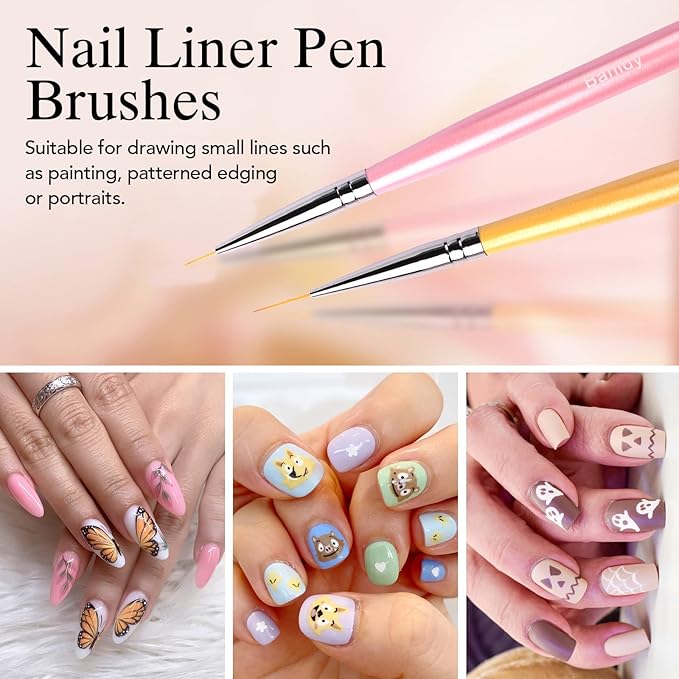 Nail Art Brushes for Gel Art Design Brush Tools Dual-Head Pen Painting Set Include Extension Brush Liner Brush Dotting Pen for DIY Manicure Polish