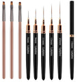 5Pcs Nail Art Liner Brushes, Liner Brush for Nails Gel, Thin Nail Art Brush, Sizes 7/9/11/15/25 mm, 3Pcs Nail Art Clean Up Brushes for Nail Design Painting DIY and Clean Polish Mistake On The Cuticles