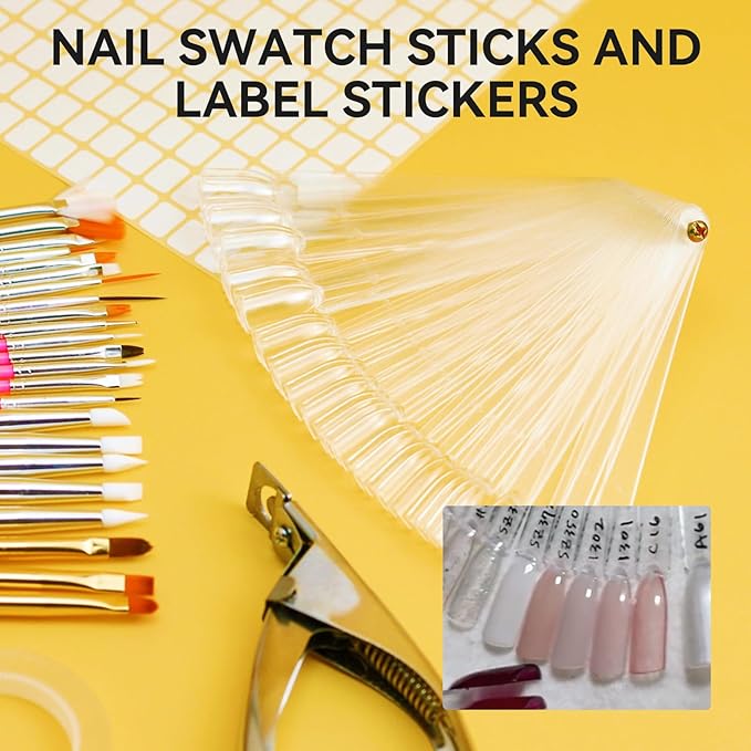 Acrylic Fake Nails Kit Press On Nail kit with 240PS Clear Nail Tips,Nail Art Stand,Art Brushes,Swatch Sticks,Acrylic Cutter,Nail Art Tools with Everything for Beginners DIY Nails Home Salon