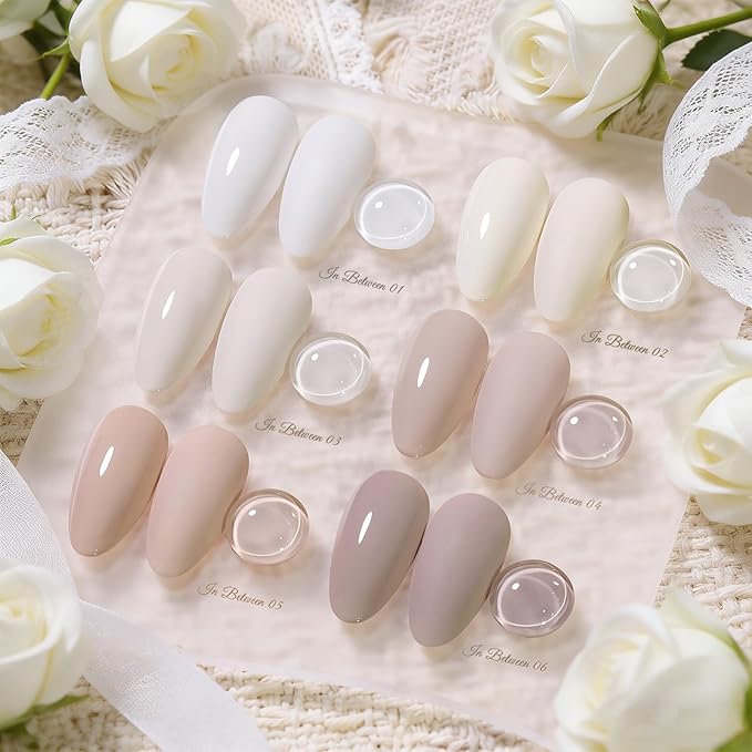Born Pretty Nude Gray Pink Gel Nail Polish Set 6 Colors Cream Milky White Beige Gray Pink Neutral Gel Polish Soak off U v Gel Polish Kit for Salon Manicure and Nail Art DIY at Home