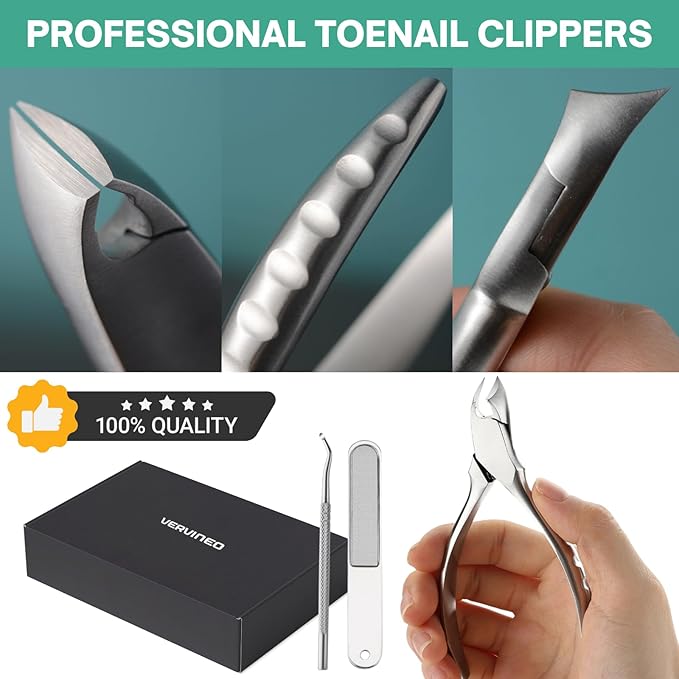 Toenail Clippers for Thick Nails for Seniors | Podiatrist Surgical-Grade Steel | Sharp Curved Blade & Non-Slip Handle | Toenail Clippers for Ingrown&Thick Toenails alicates para uñas de pies