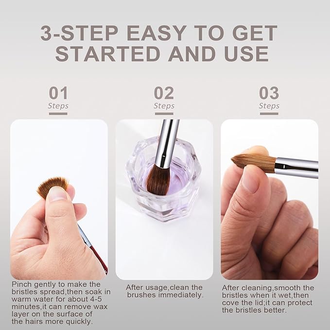 Acrylic Nail Brush Size 12, 100% Real Kolinsky Art Nail Brush for Acrylic Powder Application, Handmade Women Manicure Nail Extension Tool for Professional DIY Home Salon and Beginners