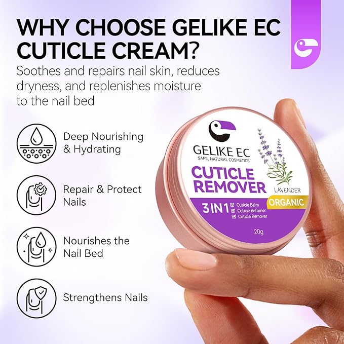 Gelike EC Cuticle Remover Cream Softener - Lavender Infused Professional Strength - Salon Grade Cuticle Treatment for Nail Technicians - Repairs Damaged Nails & Prevents Hangnails