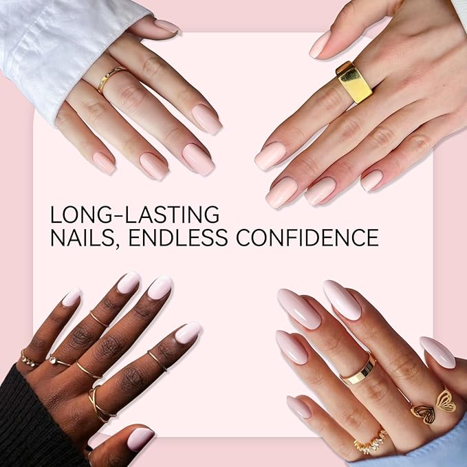gelike ec Gel Nail Polish Pink Color Quick Dry for Mainicure Beginners Press On Nails 16ml Natural Nude - Easy Application for Home DIY Users Daily Wear with Smooth Brush