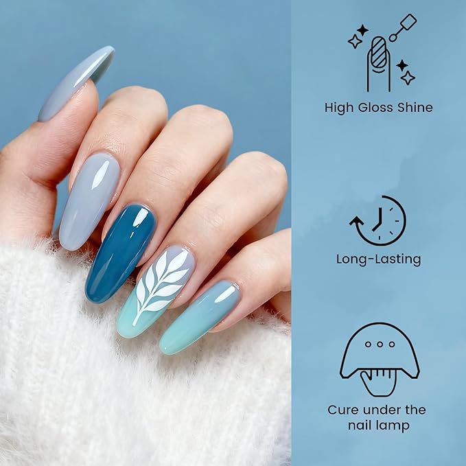 phoenixy 60 Pcs Gel Nail Polish Set, 54 Colors Gel Polish Milky White Burgundy Red Blue Yellow All Season 6 Pcs Base Top Coat DIY Beginners Gift Set for Women