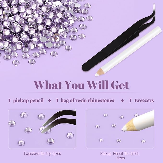 6000PCS 4mm Resin Rhinestones in Bulk (Light Purple), Bedazzling Flatback Crystals Rhinestones for Crafting DIY Nail Decoration, Gems Diomand Charms for Tumbler Shoes Clothing Fabric