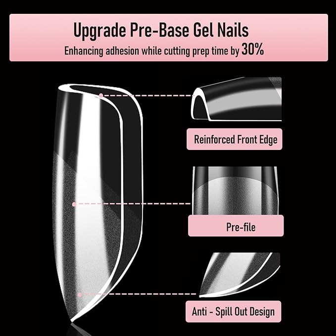 Square Nail Tips Extra Short Thicken Soft Gel Nails Pre-etched XS Clear Full Cover Press on Acrylic Fake Nail Extension for Manicure Salon Home DIY 360Pcs 15 Sizes Black Box Collection