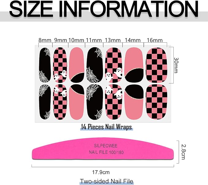 SILPECWEE 20 Sheets Nail Polish Stickers Full Nail Wraps for Women Fall and Halloween Nail Stickers Stick on Nail Polish Strips Gel Fingernail Manicure Design Self Adhesive with File