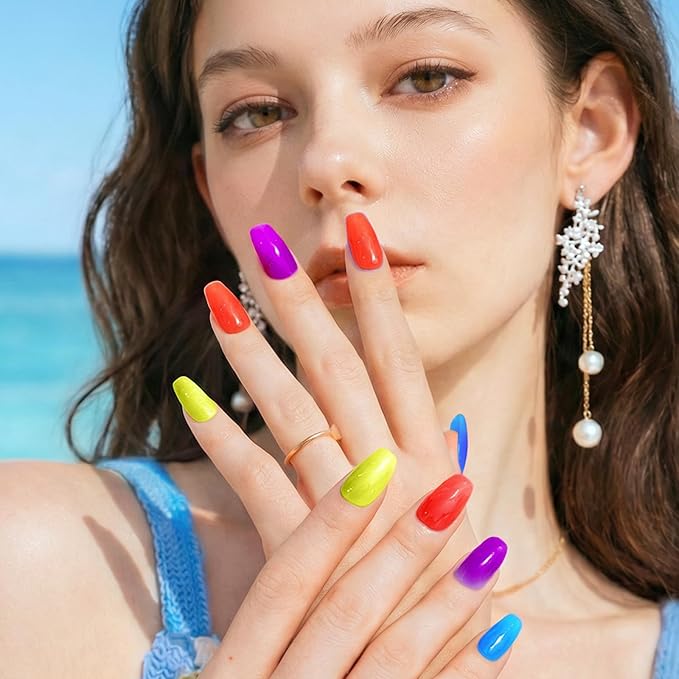 AZUREBEAUTY Cat Eye Magnetic Nail Polish Set, Quick Dry Non-Gel Holographic Fingernail Mooncat Polish with Top Coat, 4 Colors (Red, Purple, Green, Teal), DIY Salon at Home Manicure for Women