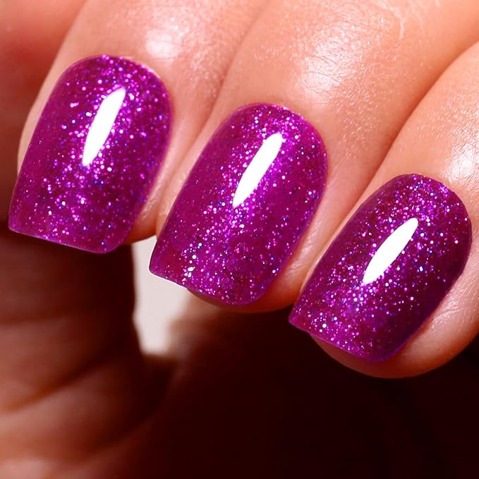 Dark Purple Iridescent Glitter Gel Nail Polish, Sparkle Shimmer Gel Glitter Nail Polish for Art DIY Manicure, 15ML