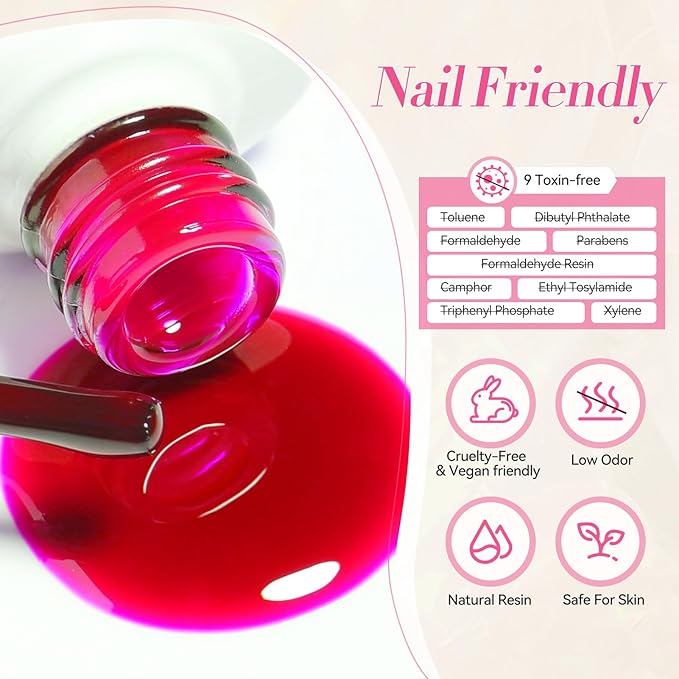 BORN PRETTY Jelly Gel Nail Polish Neon Spring Summer Gel Polish,Hot Pink Red Purple Blue Green Yellow 6Colors Translucent Effect,Soak Off U v LED Light Cure Nail Art Kit Salon Manicure and DIY at Home