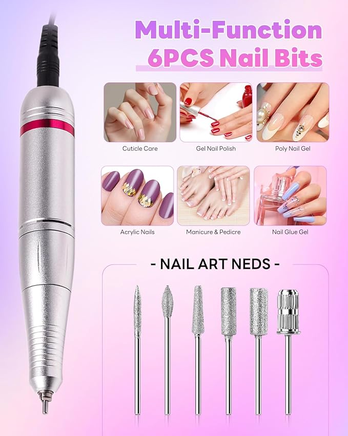 CozyZen Electric Nail Drill Professional: 45000 RPM Nail File Kit Machine with LCD Display, Hand & Foot Control Low Noise for Acrylic, Gel Nails, Manicure & Pedicure - Salon & Home Use (Dazzle)