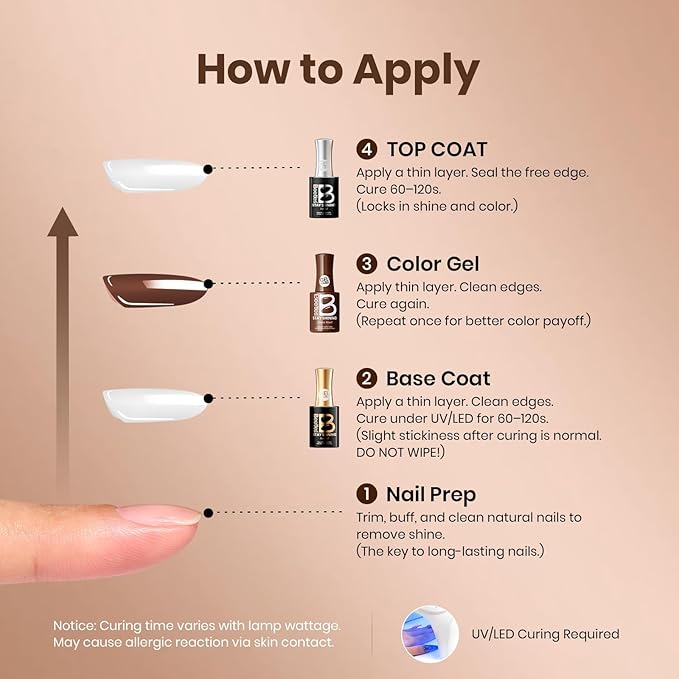 Beetles Brown Gel Nail Polish - Mocha Mood 15ML/0.51Fl Oz, Dark Brown Gel Polish, Same Color Same Bottle STAY SHINING Series, Soak Off UV LED Lamp Nails Art, Long-Lasting Manicure Salon DIY Home