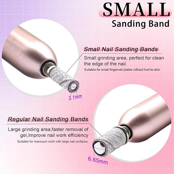 240 Grit Small Sanding Bands Nail Drill Bit, 200 Pcs 3.1 MM Mini Aluminum Oxide Sanding Bands for Nail, Extra Fine Grit, White, Compatible with Nail Drill Machine