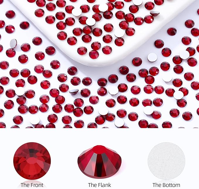 Siam Flatback Rhinestones, Glass Rhinestones for Nail Art and Craft, Glue Fix, Loose Crystal Gemstones(Siam, SS30, 288pcs, 6.4-6.6mm)