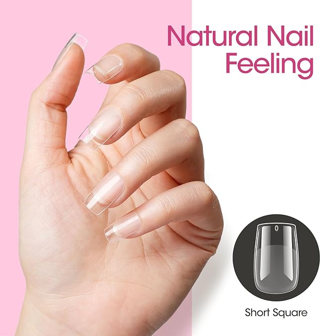 Gellen Short Square Nail Tips, 504Pcs Half Matte Full Cover Nail Tips Pre-shape Gel Nail Tips Acrylic False Press on Nails for Nail Extension Nail Art DIY Salon 12 Sizes
