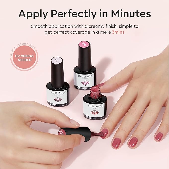 modelones Jelly Gel Nail Polish, 6 Colors Nude Gel Polish Milky White Pink Red Neutral Nail Art Design Translucent Kits Soak Off LED Nail Lamp Manicure Salon DIY Girls Women Gift