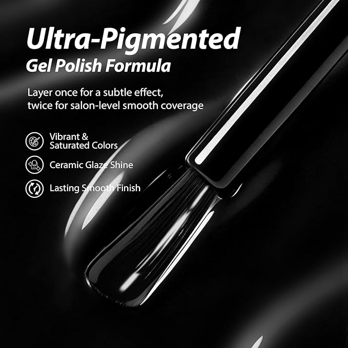 Makartt Ultra Pigmented Black Gel Nail Polish 15ml One N'Done Black Gel Polish One-Coat Soak Off High-Gloss Ceramic Shine, Salon-Grade UV Nail Art Manicure DIY Salon Home - Night Script