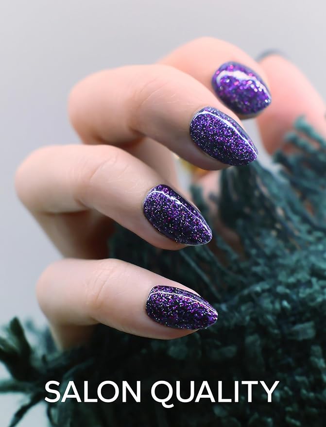 Nail Polish Strips – 32PCS UV Free Salon Quality Wraps, Long Lasting Gel Nail Stickers for Women (Electric Violet)