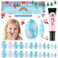 24 Pieces Press on Nail Kid, EBANKU Christmas Mini Glue on Nail Almond Cute Design Acrylic Nails with Nail Glue for Girls 7-12 Years