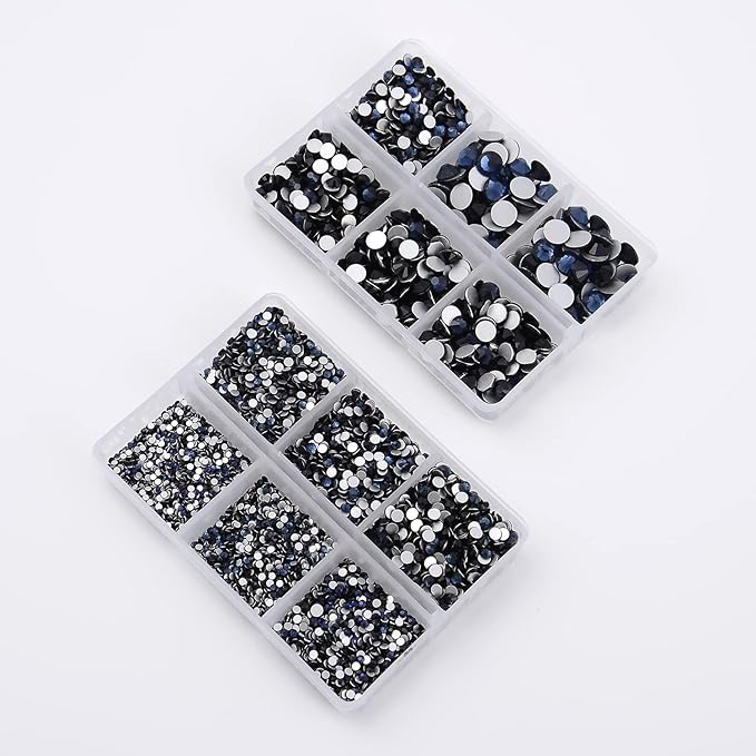 NCB 8000pcs Non Hotfix Rhinestones 10 Sizes Flatback Crystal Glass Rhinestones with Tweezers and Picking Pen for Nail Art Clothes Bags Phone Decorations Crafts DIY (027 Montana Mix SS3-SS30)