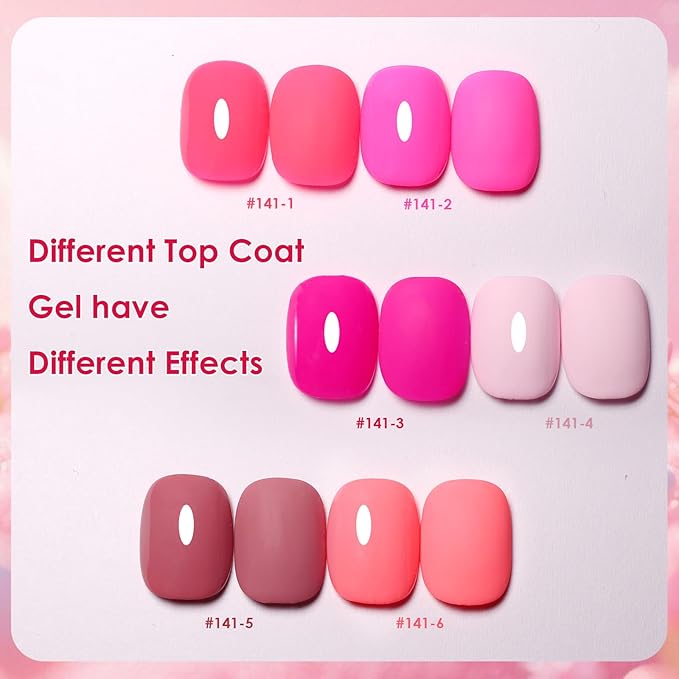 Imtiti Pink Gel Polish Set, 6 Pcs 10ml Same Color Same Bottle Cap Gel Nail Polish Set, Long Lasting 28+ Days, Self-Leveling & Chip-Resistant Nail Art Manicure Salon DIY at Home, Bright Pink(10ml*6)