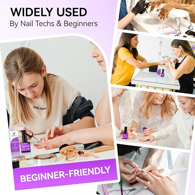 Gelike EC Gel Nail Glue & Strengthener: Nude Color 6-in-1 Nail Adhesive for Repair - Strengthening & Protein Repair - Perfect for Home & Salon Use - UV Needed
