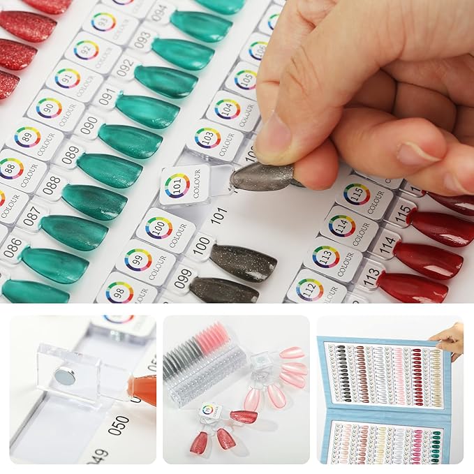 Magnetic Nail Swatch Book,180 Nail Color Display Book with 192 Magnetic Tips,Professional Nail Salon Color Display Book for Easy Preview & Storage