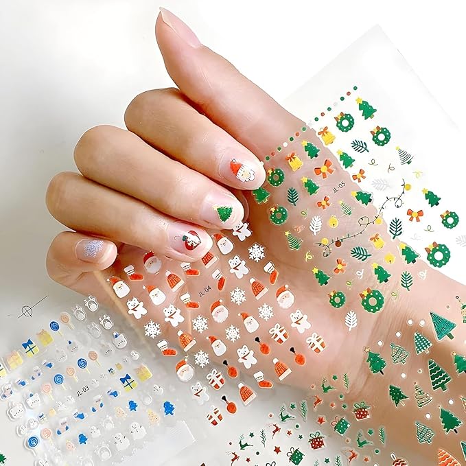 30 Sheets Christmas Nail Art Stickers 3D Self-Adhesive Santa Claus Tree Nail Stickers for Nail Art Snowman Elk Nail Art Stickers Winter Nail Decals Xmas Design Nail Decals for Nail Art for Women