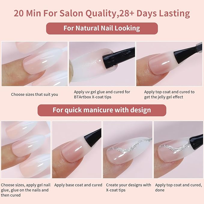 300pcs Press On Nails, 5 Colors, 2 Shapes, 15 Sizes, Full Cover Long Square Almond Nail Tips, Stick On Nails For Women Girls, DIY Nail Art