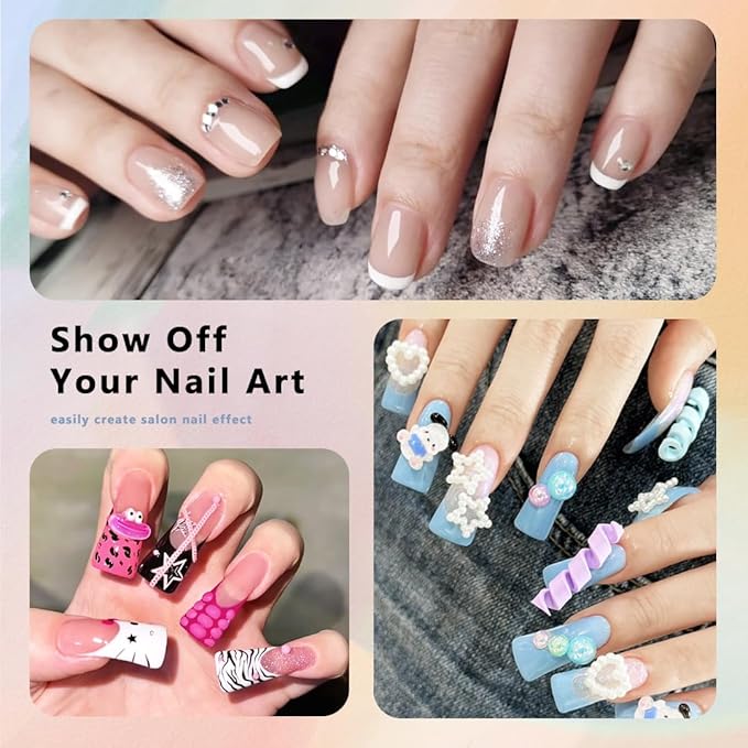 1000PCS Nail Tips Short Square French Duck Nail Tips Soft Clear False Nails Y2K Duck Feet Style Half Cover for Acrylic Nails Kit 10 Sizes 2 Shapes-Shape for Salon Home DIY Gifts