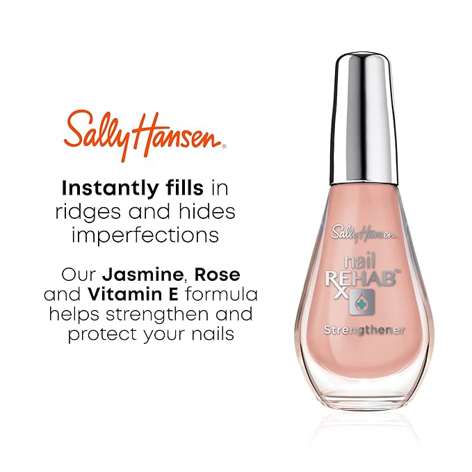 Sally Hansen Nail Treatment Nail Rehab™ Strengthener | Fortified with Jasmine, Rose & Vitamin E | Strengthens, Protects & Restores Damaged Nails