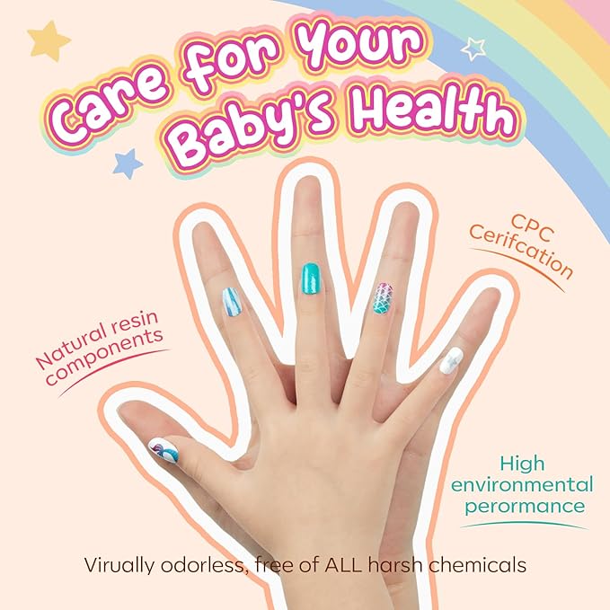 Modelones Press on Nails for Kids 144Pcs 6 Pack Children Acrylic Fake Nails Pre-glue Full Cover Glitter Color Starts Unicorn Butterfly False Nail Kits Sets Thanksgiving Christmas Gifts for Girls