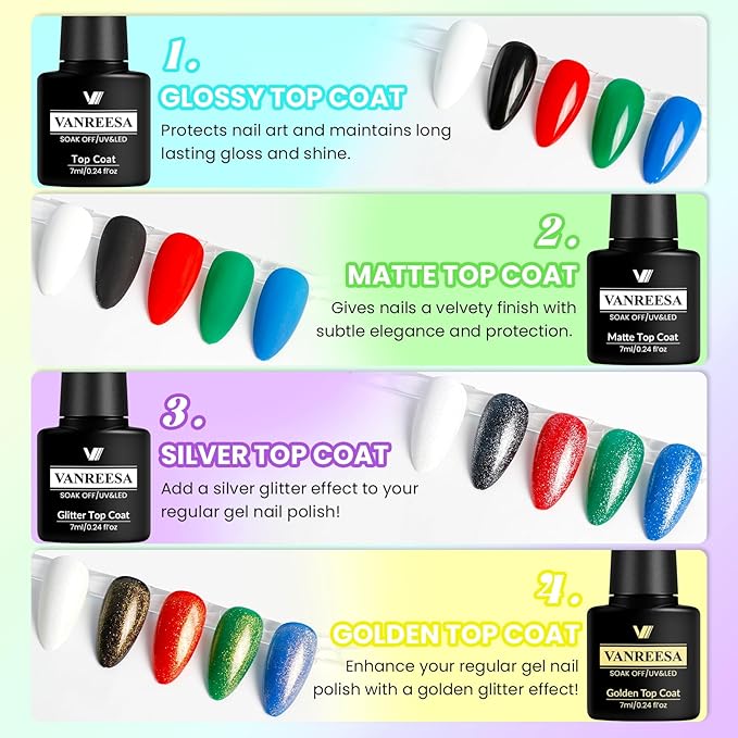 VANREESA Gel Nail Polish Kit with U V Light 53 Pcs Gel Polish Nail Set 36 Trendy Colors Nail Polish Set + Base and 4 Effects Top Coat with Manicure Tools Complete Nail Kit Gifts for Women Girls