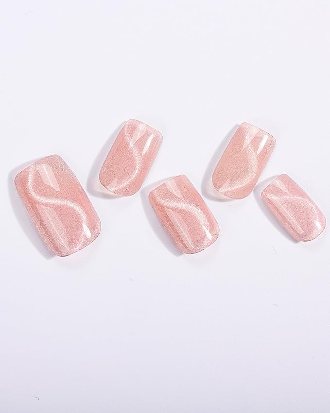Cat Eye-Inspired 20pcs Semi Cured Gel Nail Strips - Salon-Grade DIY Wraps with Glaze Texture, Easy Application, UV Light Required for Stylish Nails