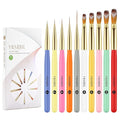 5PCS Nail Art Liner Brushes and 5PCS Acrylic Nail Brushes Set for Gel Polish Painting Art Design, Thin Long Lines, 3D Carving, Nail Extensions and Acrylic Powder Application